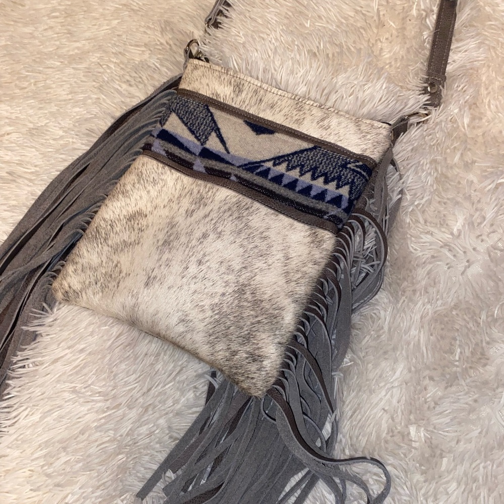 NWOT handmade leather and cowhide crossbody purse